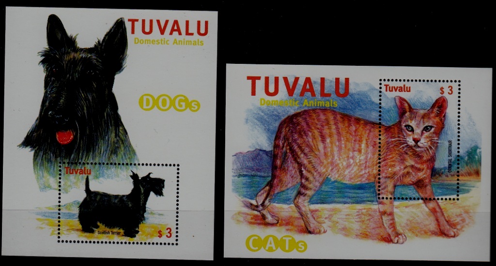 Tuvalu 841-42 MNH s/s Dogs/Cats SCV7.50