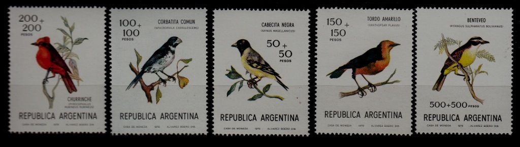 Argentina B75-79 MNH Birds SCV14.75