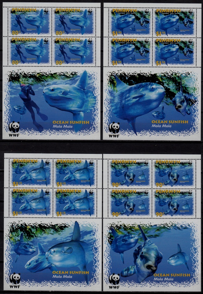 Penrhyn 462-65 MNH m/s WWF-03/Fishes SCV26
