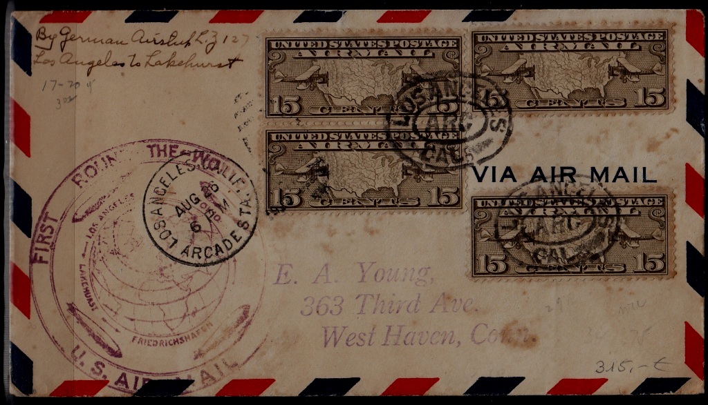 USA Zeppelin cover 26.8.29 Los Angeles