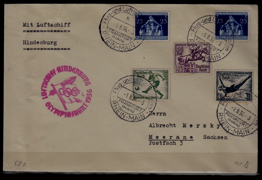 Germany Zeppelin cover Olympiafahrt 1.8.36