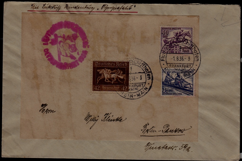 Germany Zeppelin cover Olympiafahrt 1.8.36