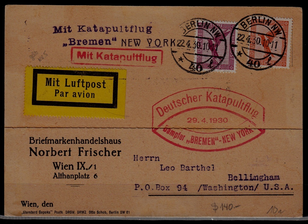 Germany Catapult card 22.4.30 Berlin