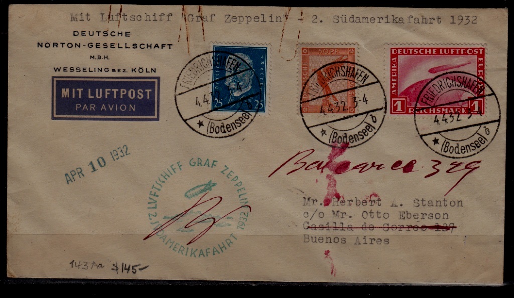 Germany/Argentina Zeppelin cover 4.4.32