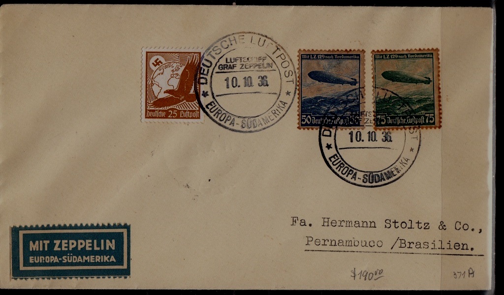 Germany/Brazil Zeppelin cover 10.10.36