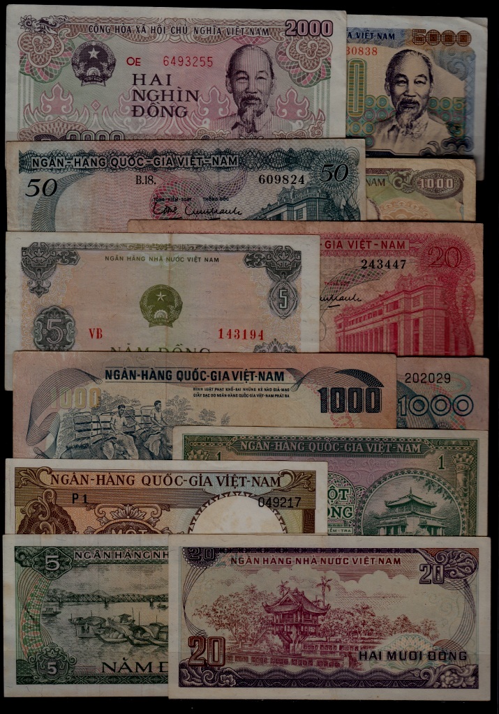 VietNam 12 banknotes/ vg to unc.