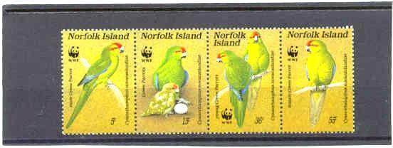 Norfolk Mi.421-24/MNH VF WWF/Parrots/1987