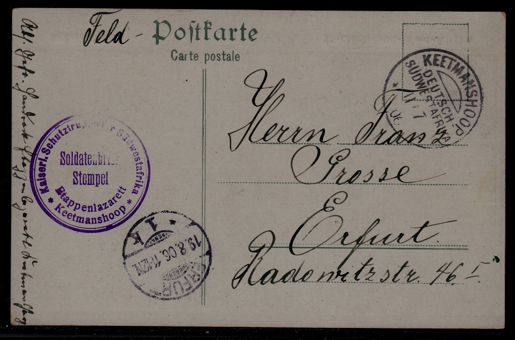 South West Africa (Germany col.) used card 11.7.06