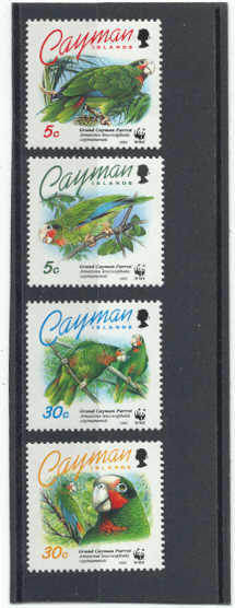 Cayman Mi.690-93/MNH VF WWF/Parrots/1993
