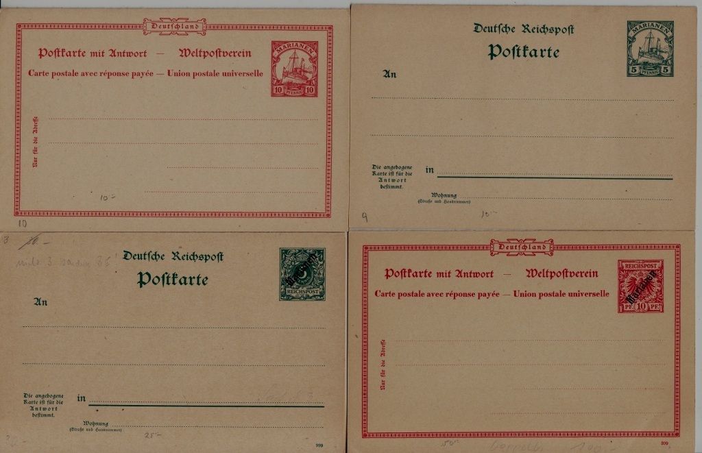 Marianen (Germany col.) 4 unused dbl. cards