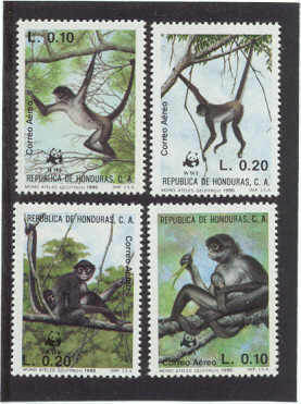 Honduras Mi.1084-87/MNH VF WWF/Monkies/1990