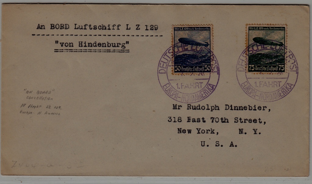 Germany/USA Zeppelin cover 7.5.36