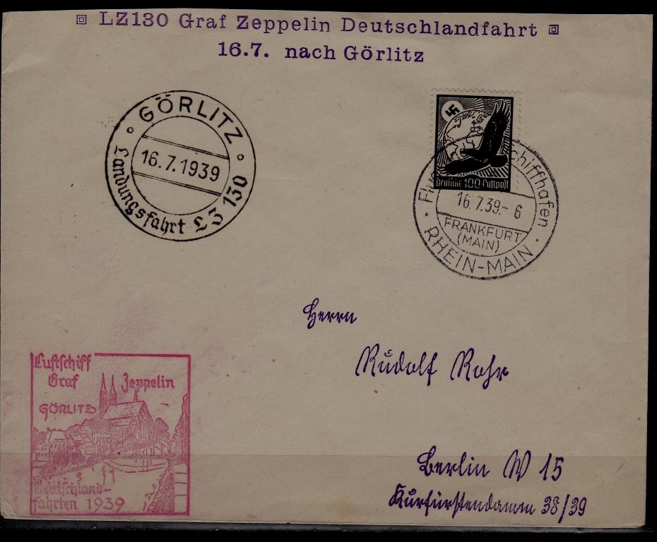 Germany Zeppelin cover 16.7.39 Gorlitz