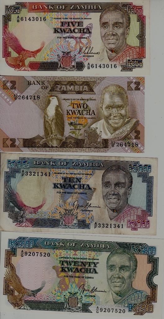 Zambia 4 banknotes vf-unc