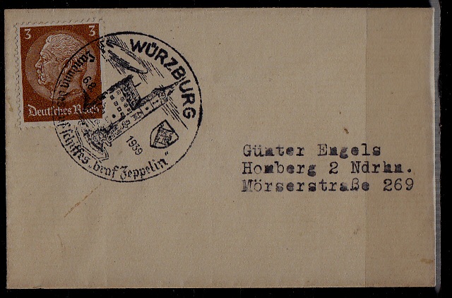 Germany Zeppelin cover Wurzburg 6.8.39
