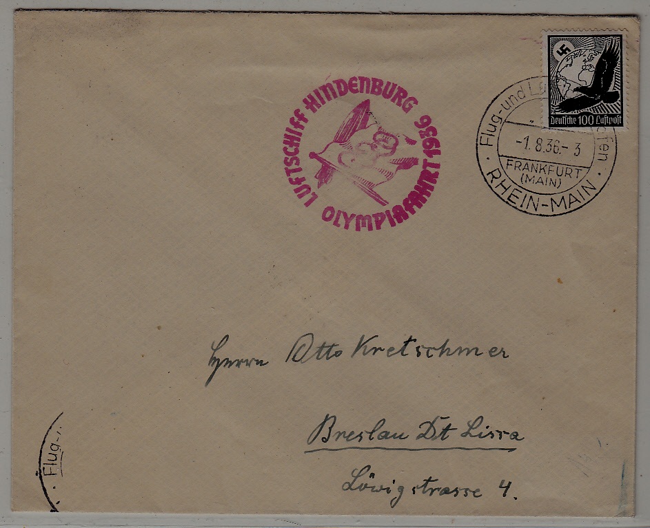 Germany Zeppelin cover Olympiafahrt 1.8.36