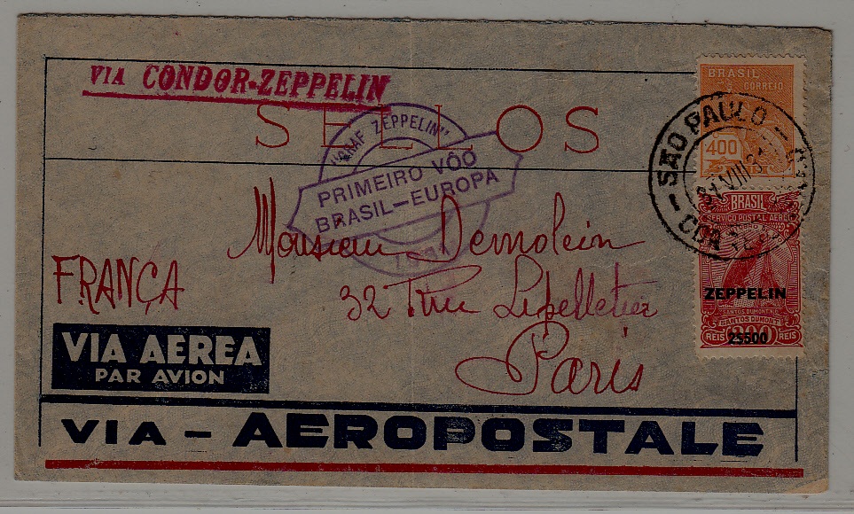 Brazil/Germany Zeppelin cover 31.7.31/folded