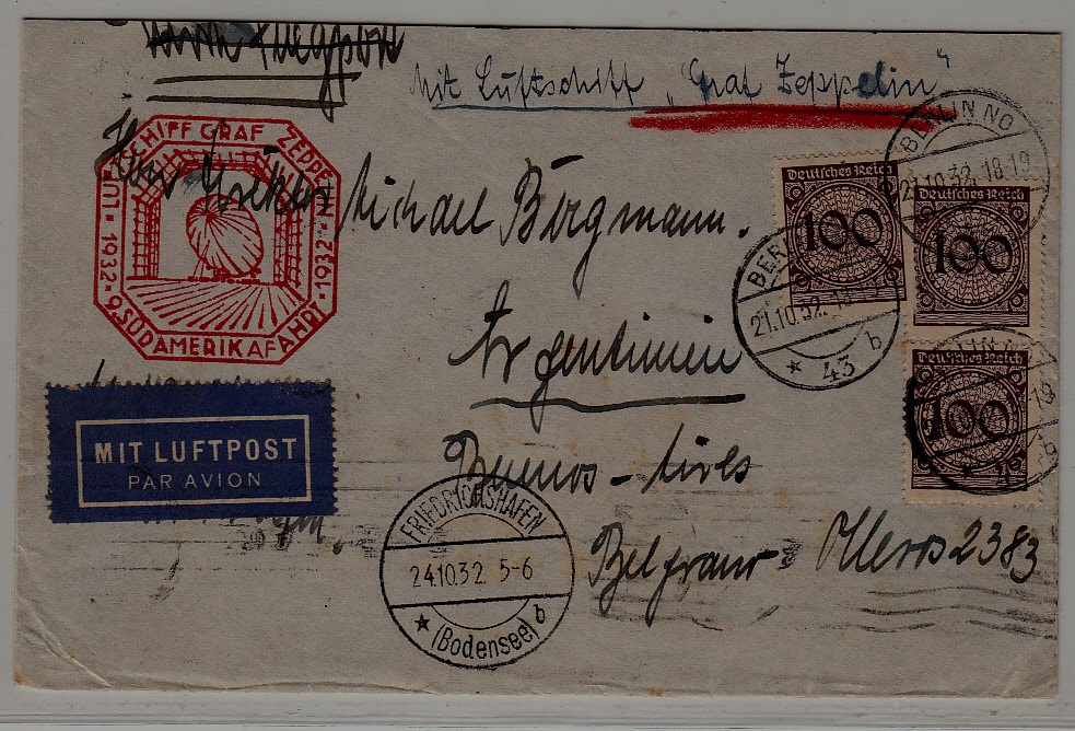 Germany/Argentina Zeppelin cover 21.10.32