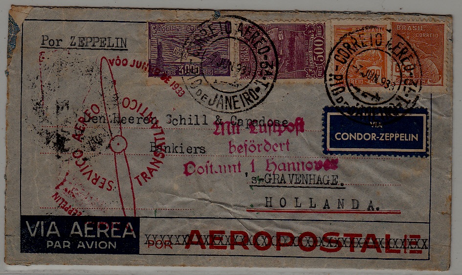 Brazil/Netherlands Zeppelin cover folded 7.6.33