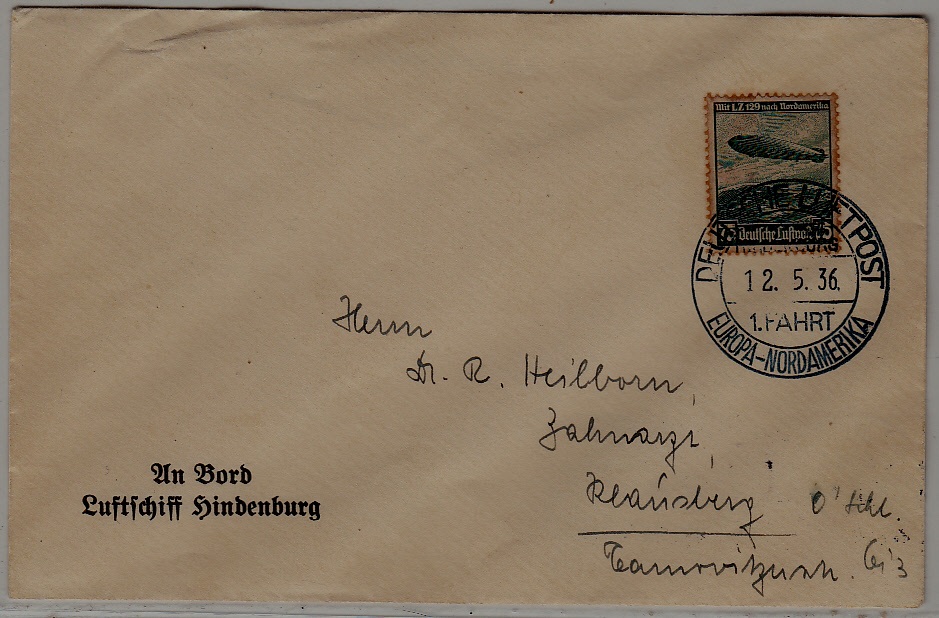Germany Zeppelin cover 1.NAF 12.5.36