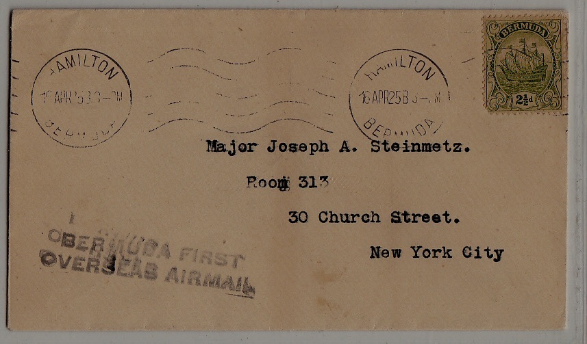 Bermuda/USA Zeppelin cover 16.4.25