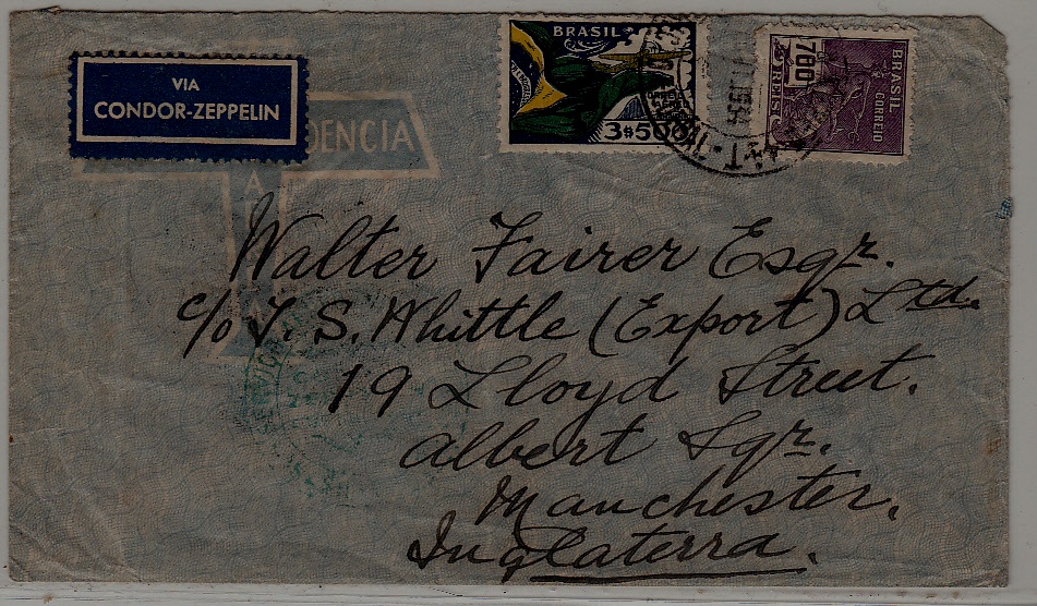 Brazil Zeppelin cover folded 17.10.34