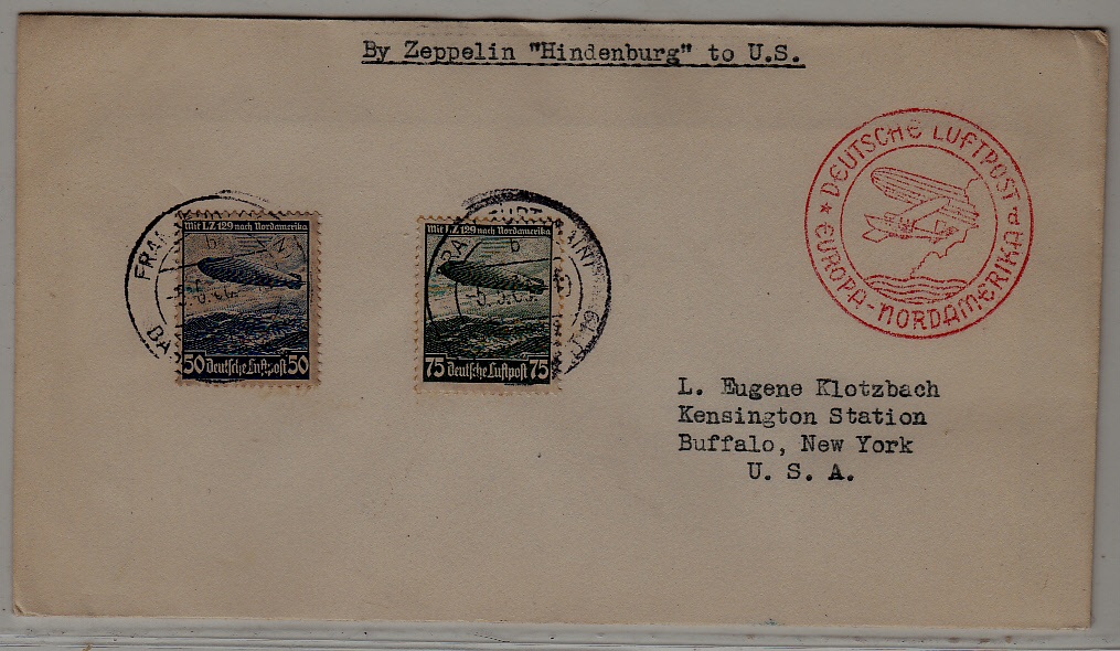 Germany/USA Zeppelin cover 5.5.36 Frankfurt