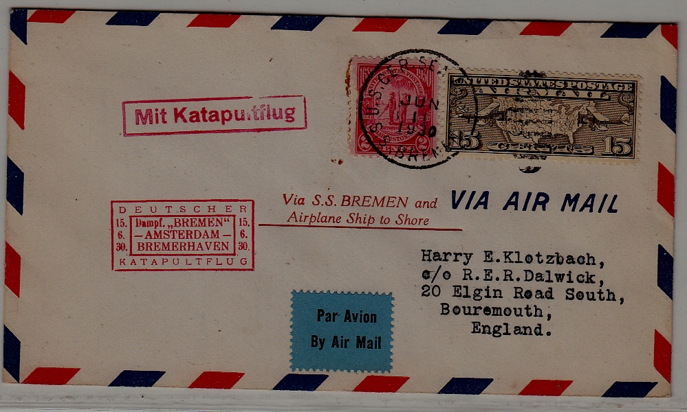 USA Catapult cover 15.6.30 Bremen-Amsterdam