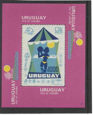 Uruguay 882 MNH VF s/s UPU/Football-74/Aviation