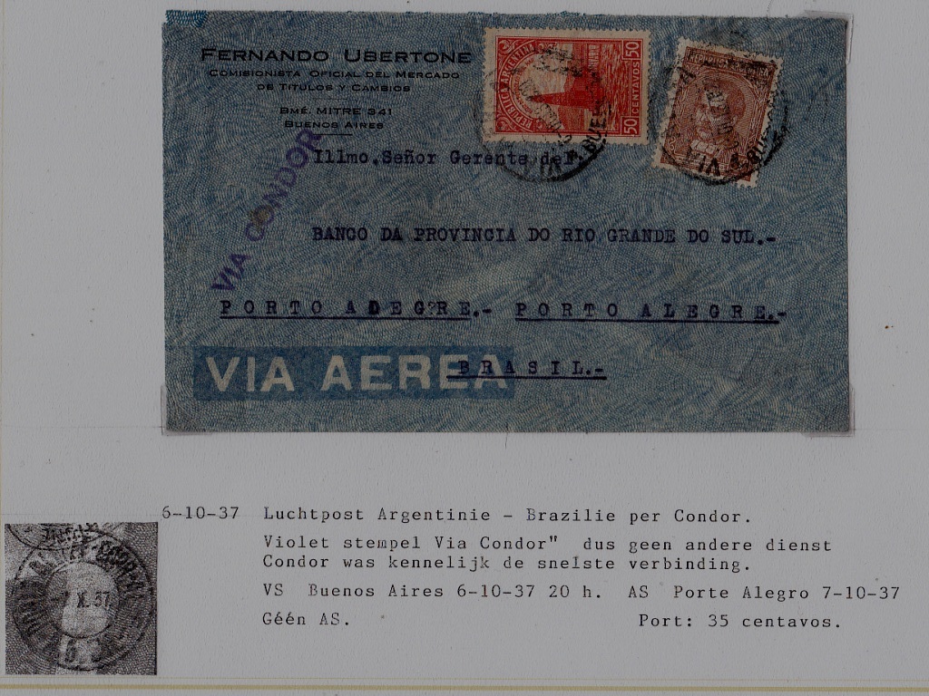 Argentina/Brazil airmail cover 6.10.37