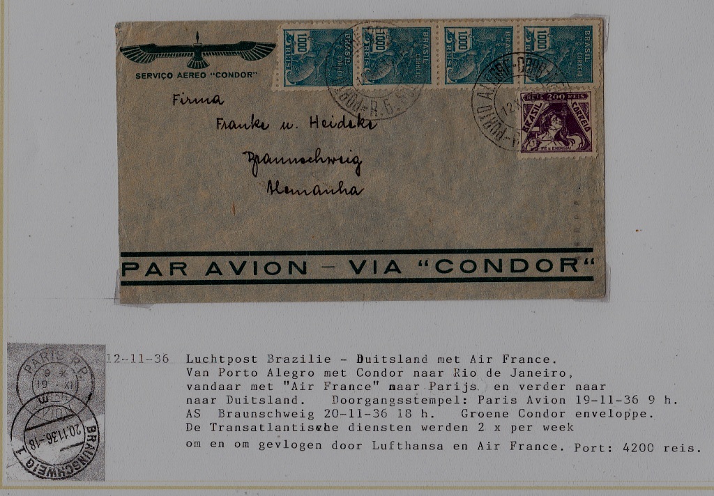 Brazil/France/Germany airmail cover 12.11.36
