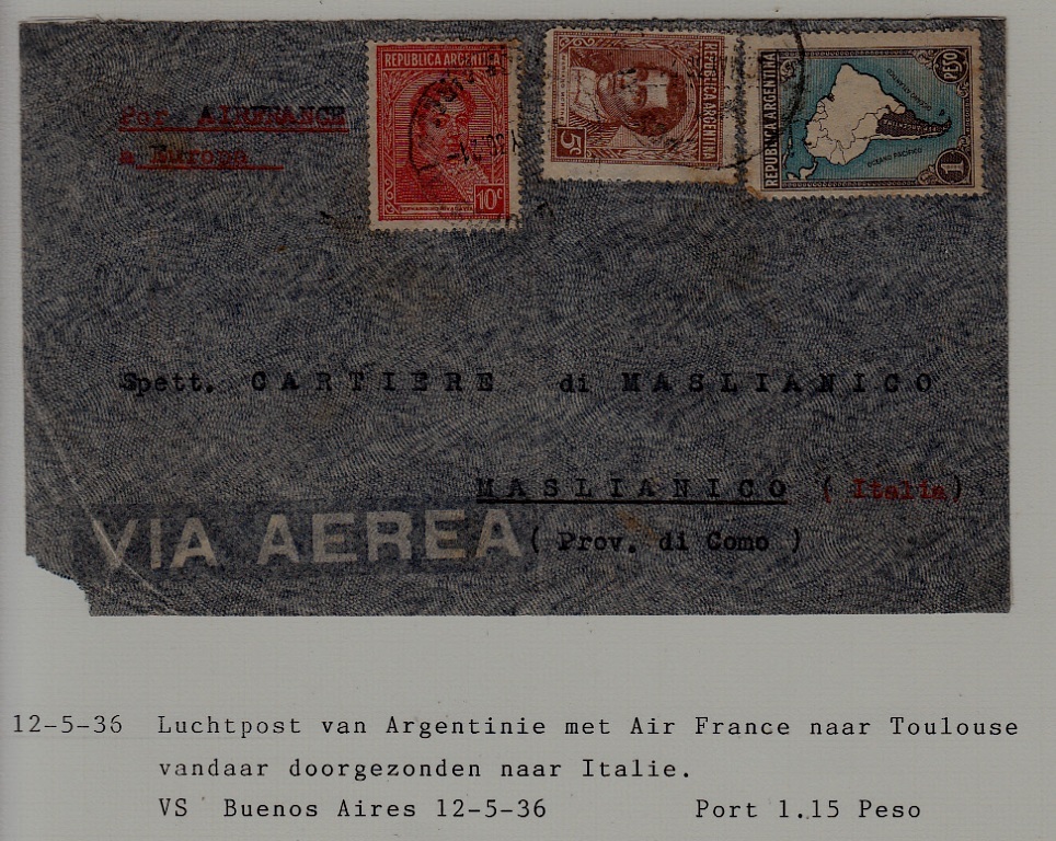 Argentina/Italy airmail cover 12.5.36