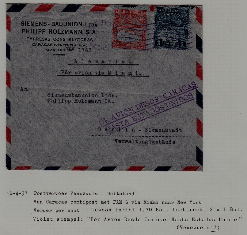 Venezuela/Germany airmail cover 16.4.37