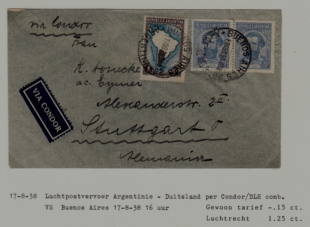 Argentina/Germany airmail cover 17.8.38