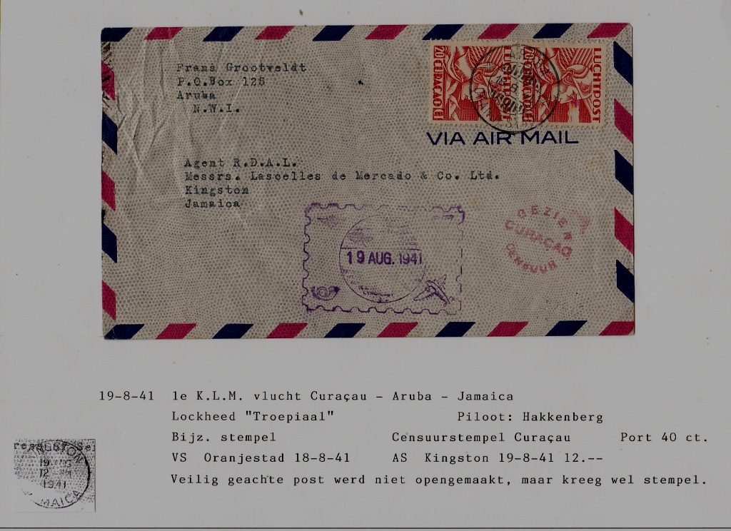 Curacao/USA/UK airmail cover 28.11.39