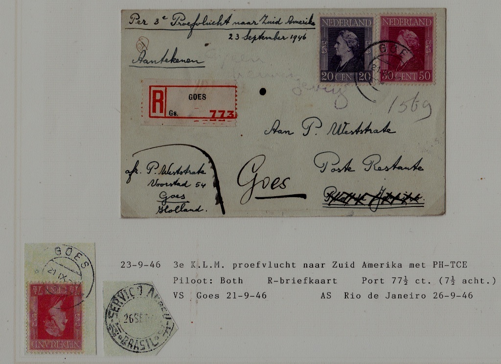 Netherlands/Brazil airmail cover 23.9.46