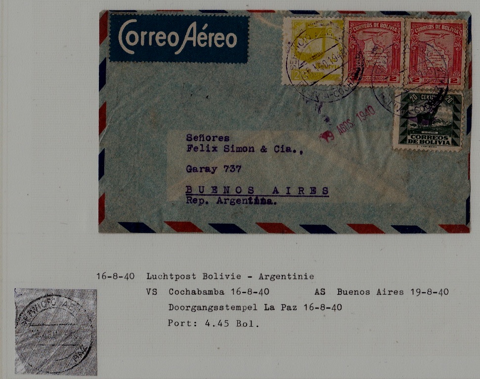 Bolivia/Argentina airmail cover 16.8.40