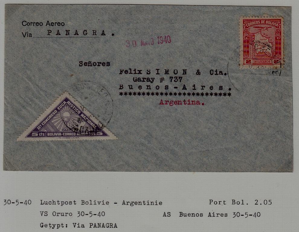 Bolivia/Argentina airmail cover 30.5.40