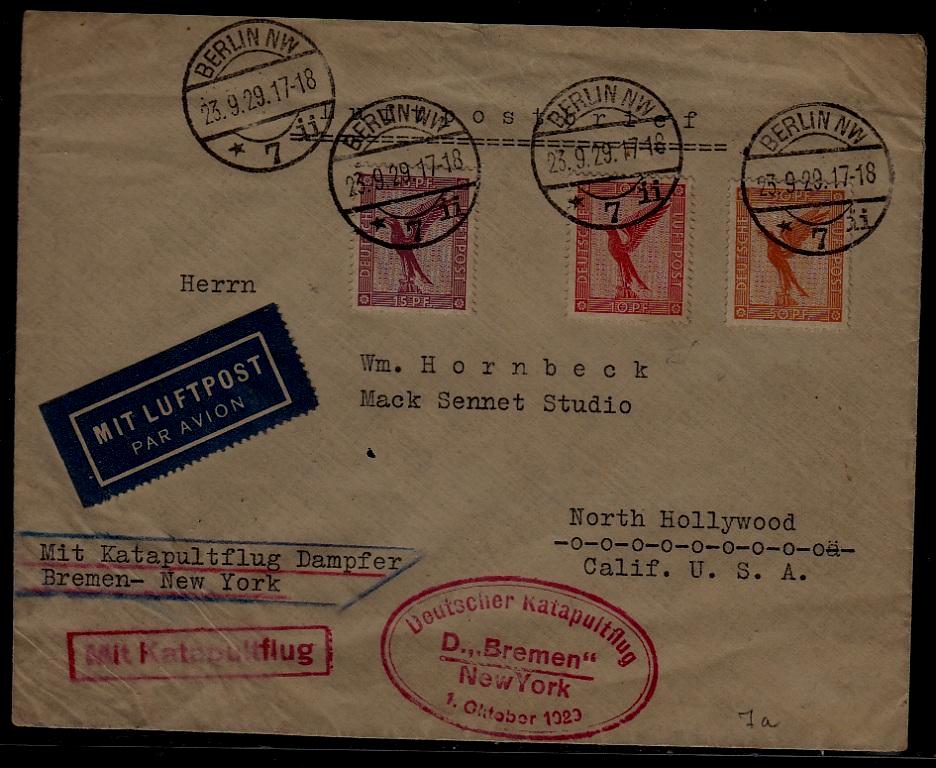Germany/USA Catapult cover 1.10.29 signed Joffe