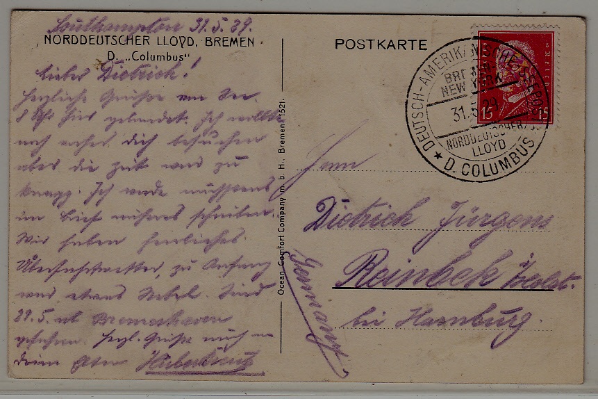 Germany Catapult card 31.5.29