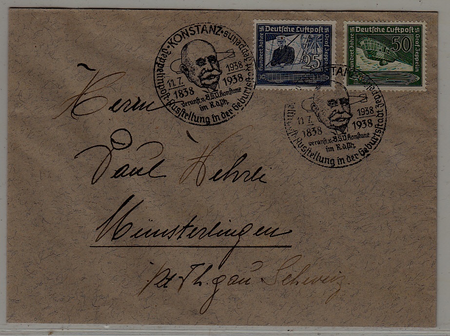 Germany/Switzerland Zeppelin cover 11.7.38 Konstanz
