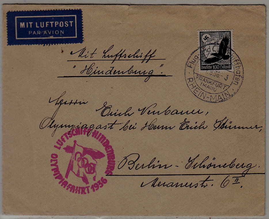 Germany Zeppelin cover Olympiafahrt 1.8.36