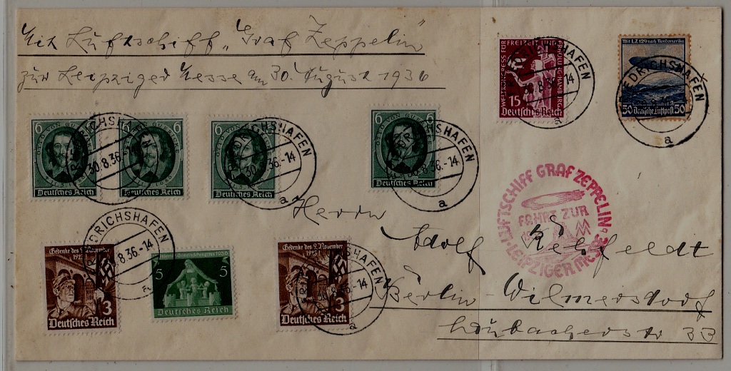 Germany Zeppelin cover Leipzig F. 30.8.36