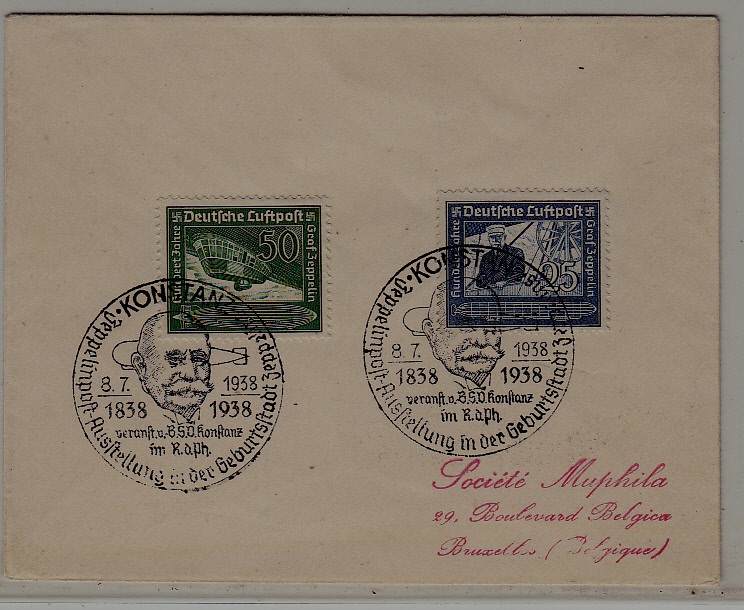 Germany Zeppelin cover 8.7.38 Konstanz
