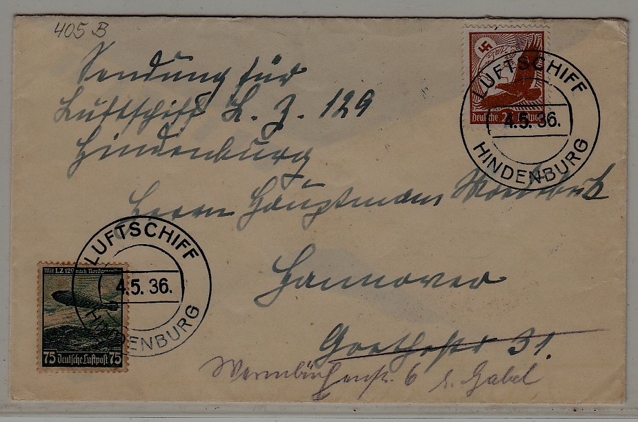 Germany Zeppelin cover LZ 129 4.5.36 boardpost