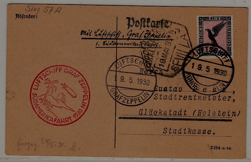 Germany/Spain Zeppelin card 19.5.30