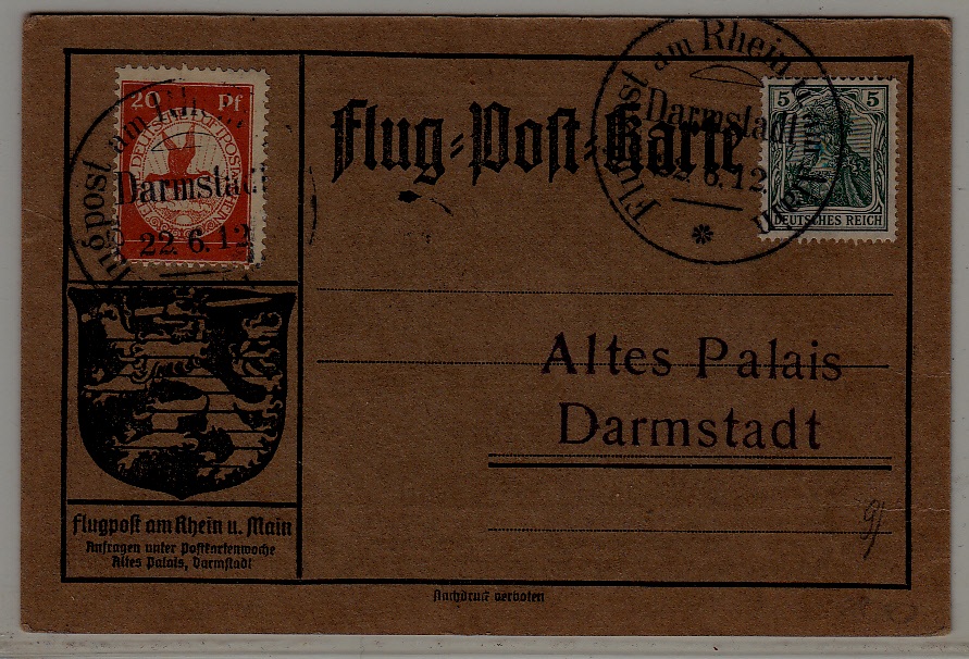 Germany Zeppelin card 22.6.12 Darmstadt