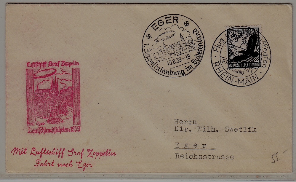 Germany Zeppelin cover 13.8.39 Eger