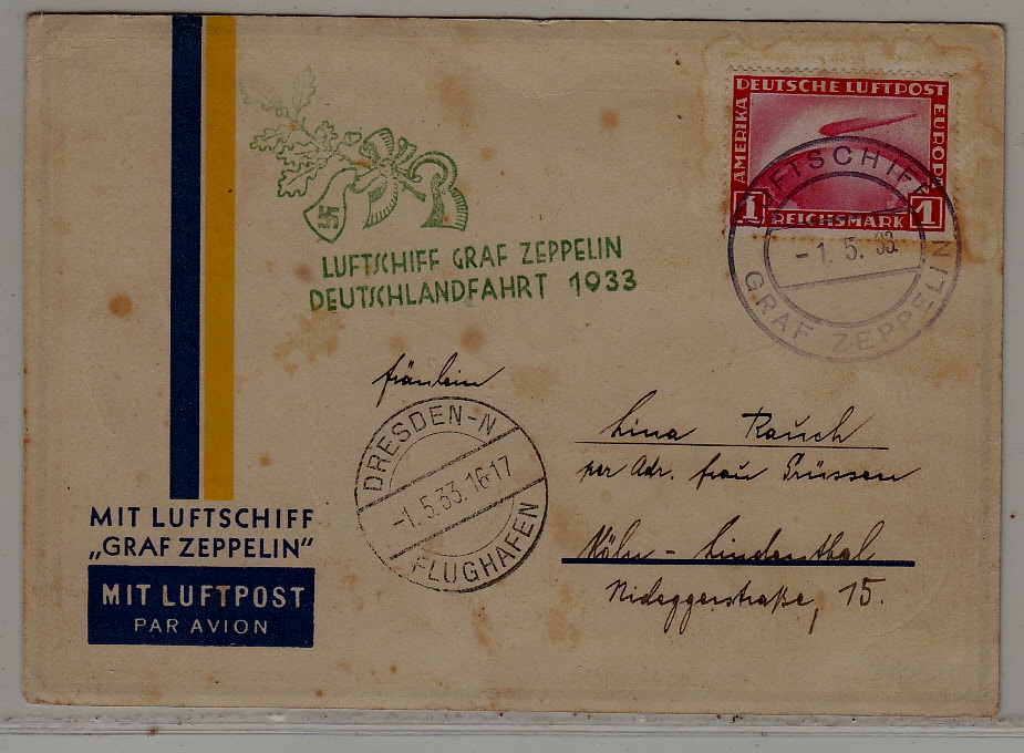 Germany Zeppelin card Deutschland F 1.5.33 faults