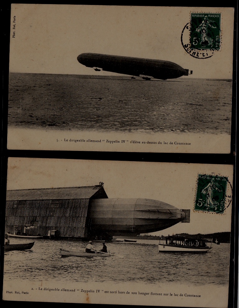 France 2 Zeppelin cards 1908